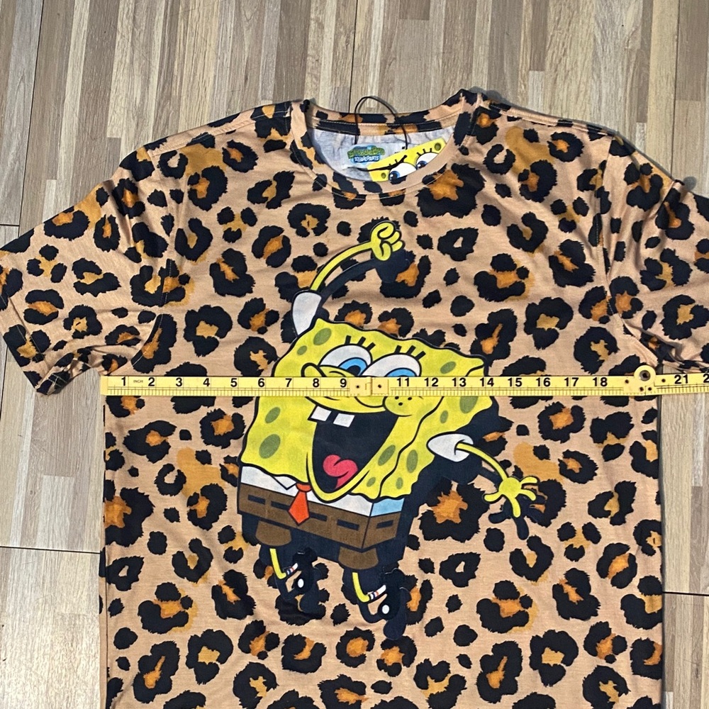 SpongeBob SquarePants Leopard Print T-Shirt rare unisex size medium - Picture 4 of 6